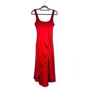Popular Basics Asymmetrical Red Dress